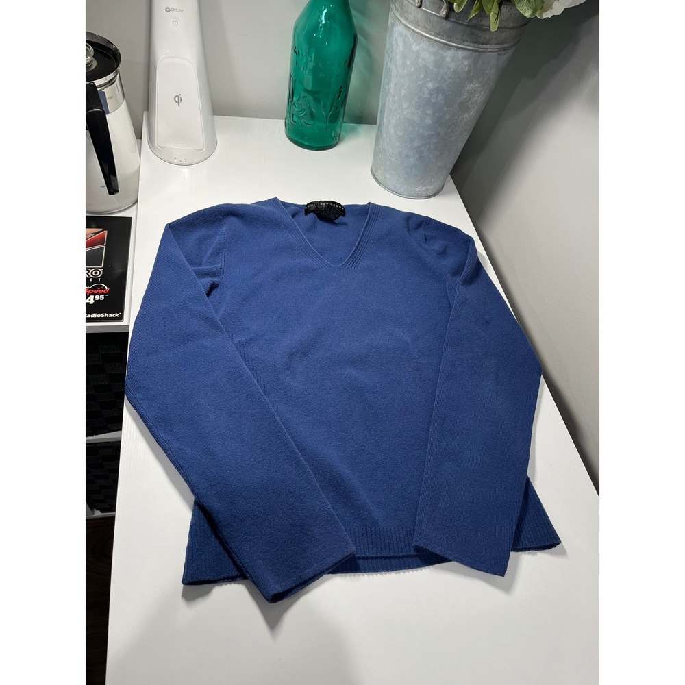 GEOFFREY BEENE SPORT Womens Blue‎ V Neck Long Sleeve Knit Sweater Size S